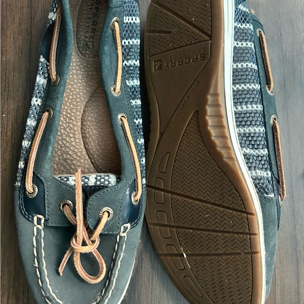 Sperry Blue and Brown Flats Moccasin-Style Loafers